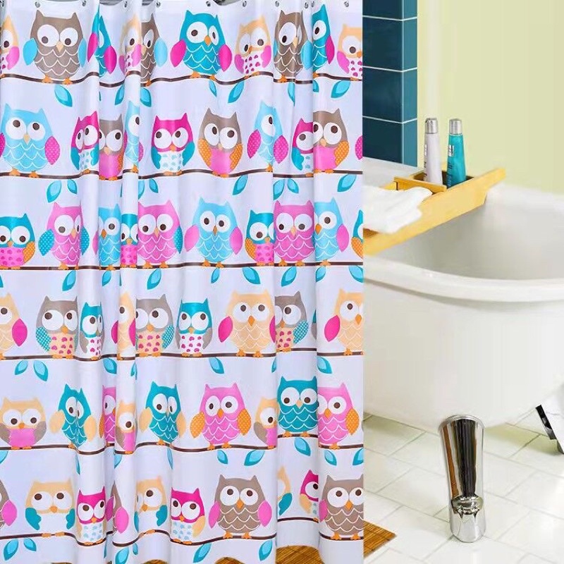 (1 Set) Tirai Kamar Mandi Plus Tiang Kamar Mandi / Tiang Gorden+Tirai Shower Curtain Original