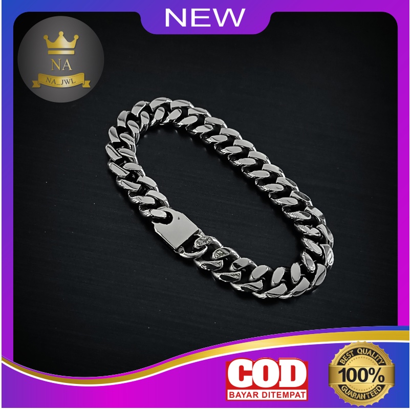 Gelang Rantai Pria Baja Putih MONEL Garansi Anti Karat aksesoris fashion cowok besar stainless steel