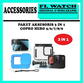 Paket Aksesoris GoPro Hero 5-6-7-8-9-10 Black Tempered Glass Housing Hero9 HERO10