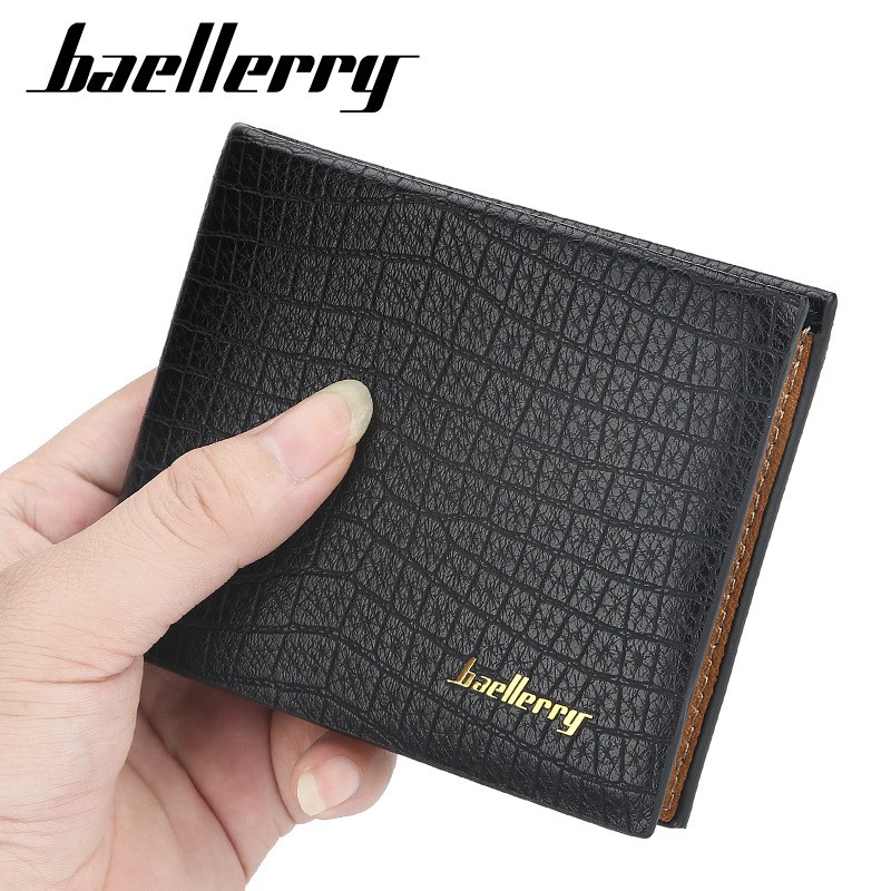 DOMPET LIPAT PRIA BAELLERRY IMPORT ORIGINAL HITAM KULIT CROCO STEVEN WA132B5 PREMIUM TIDUR PENDEK