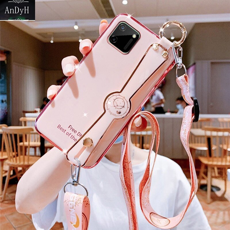 Casing softcase OPPO Realme C11 2020 C11 2021 Aksen Berlian Imitasi + lanyard