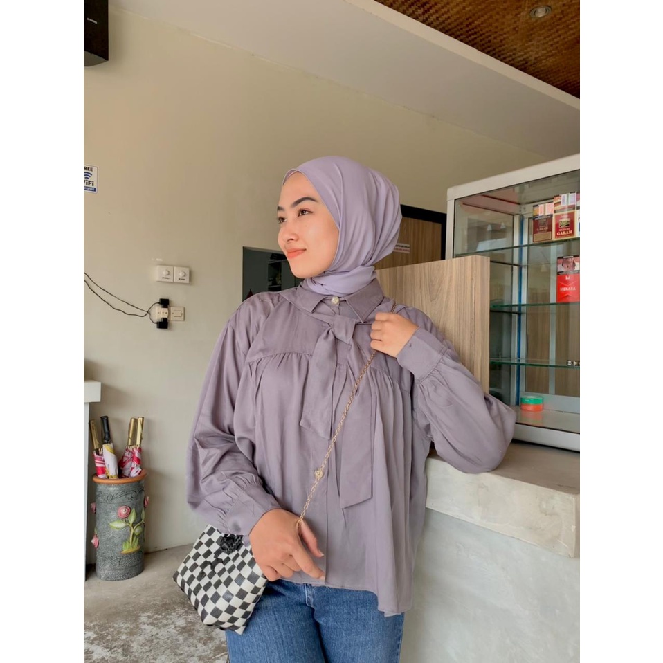 Aleta Blouse Rayon Twill Premium Kemeja Wanita Rayon Kemeja Jumbo