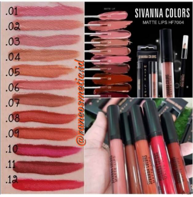 Sivanna colors Lipstik matte 2in1 varian  accesories bedak RAN original Thailand best seller
