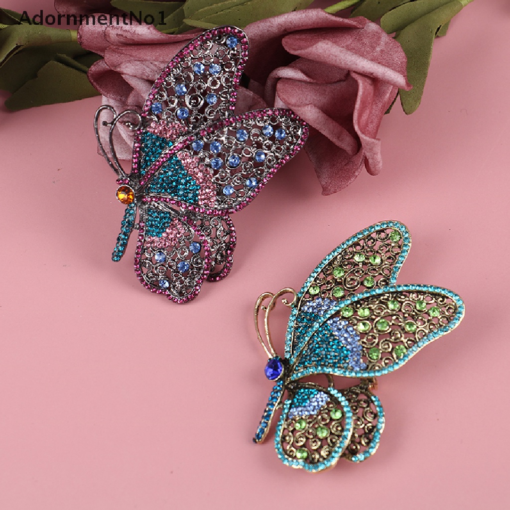 (AdornmentNo1) Bros / Pin Butterfly Aksen Mutiara + Berlian Imitasi Untuk Perhiasan Wanita / Pernikahan