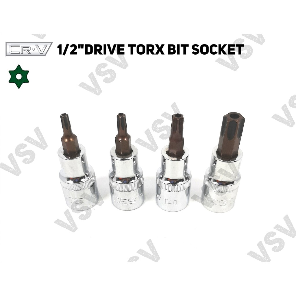 Gestar Torx Bit Socket 1/2&quot;Dr T55 Kunci shock L Bintang Lubang Sock