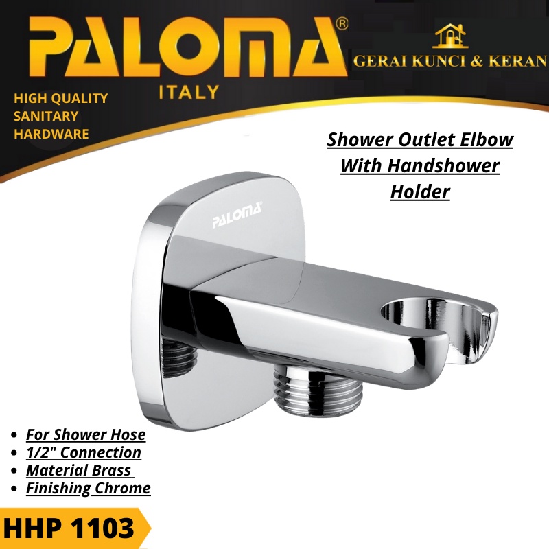 PALOMA HHP 1103 SHOWER OUTLE ELBOW WITH HAND SHOWER HOLDER BRASS CHROME