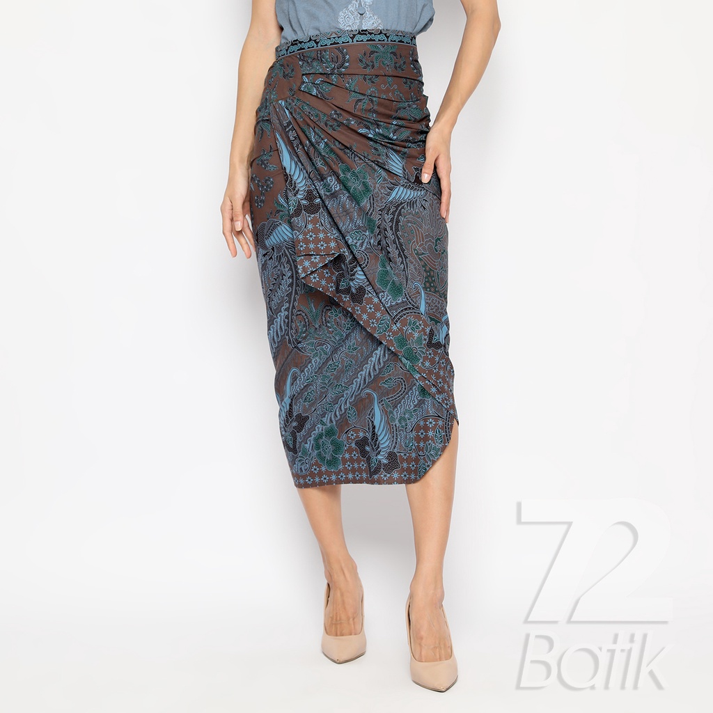 ROK LILIT BATIK Skirt Kebaya Instan Modern Wanita Motif Burung Asih Warna Biru Dongker Coklat 728471 Cap 72 - Rok Batik Lilit Bawahan Skirt Kamen Kebaya Songket Batik Panjang Plisket Span Instan Jadi Bali Lembaran Premium Modern Untuk Wanita Kondangan