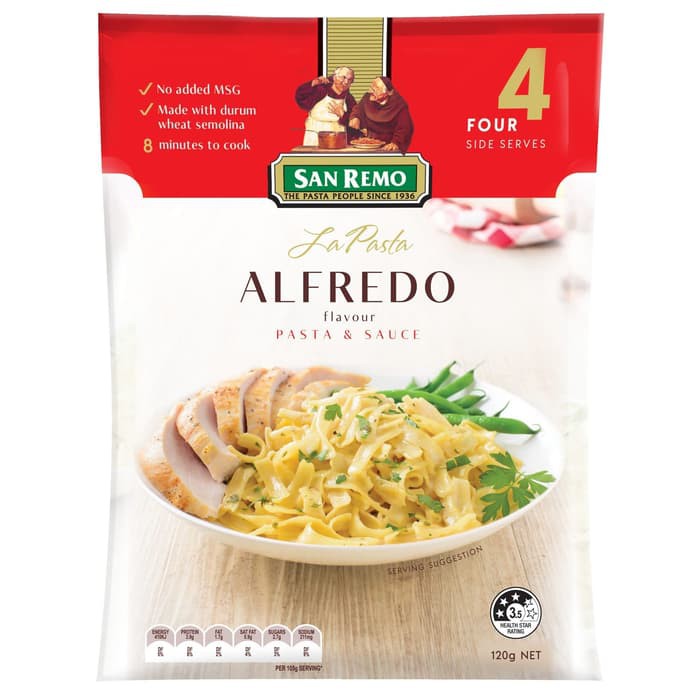 San Remo La Pasta Alfredo Flavor Pasta &amp; Sauce 120gram