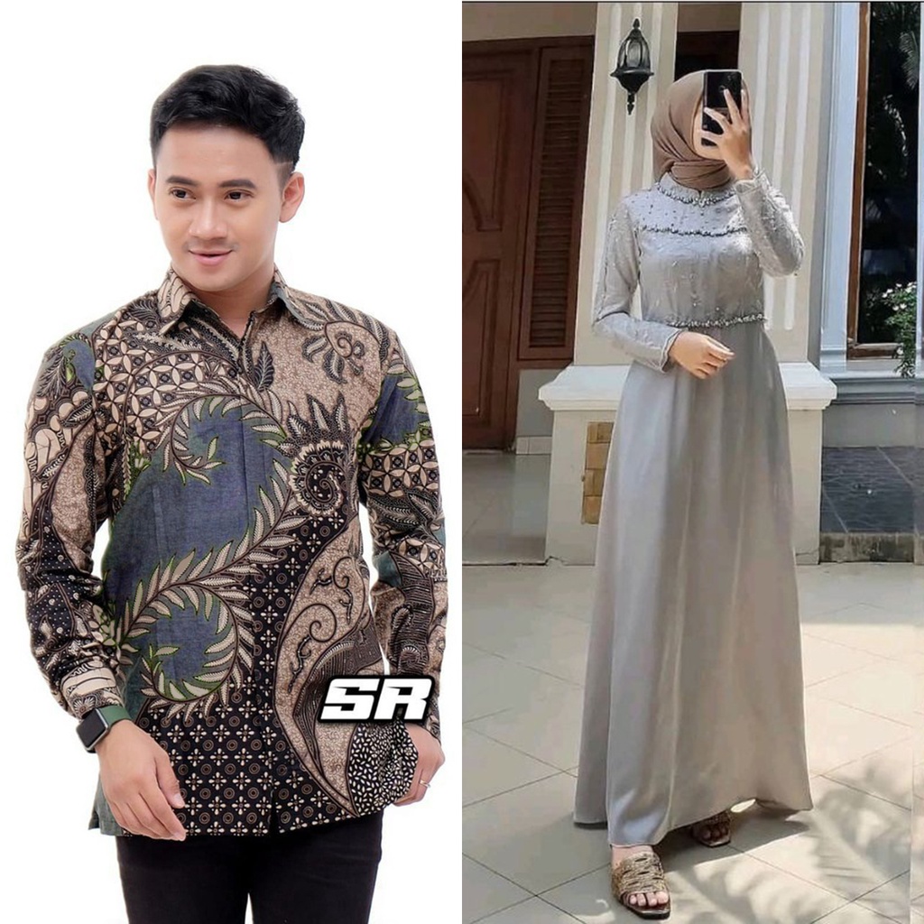 PRODUK TERBARU ! TERLARIS &amp; BISA COD | COUPLE MAXI DRESS BRUKAT OUTFIT KONDANGAN DRESS PESTA KEKININAN COUPLE GAMIS BROKAT BAJU LEBARAN