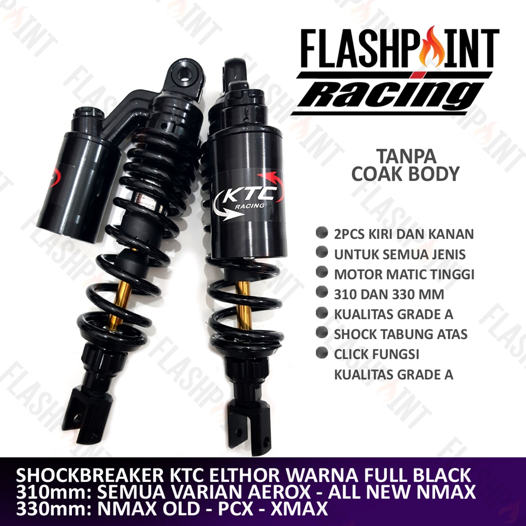 (BISA COD) SHOCKBREAKER KTC ELTHOR SEPASANG FULL BLACK HITAM AEROX NMAX LAMA ALL NEW NMAX BARU OLD XMAX AEROX PCX 150 NMAX 155 AEROX 155 VVA NOUVO SHOCK SHOCK TABUNG 310 310MM 330 330MM NMAX OLD NEW 2020 2021 SOK SHOK WP SHOWA KTC SHOCK BREAKER