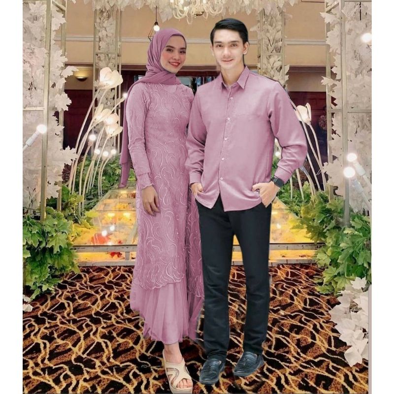 Baju Pasangan Suami istri Couple Gamis Brukat Pakaian Acara Pesta Nikahan Couple Geraldine 2022