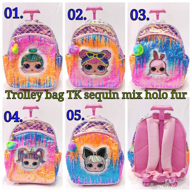 JOYELSY-Tas Troly TK/SD Sequin mix hologram bulu fur