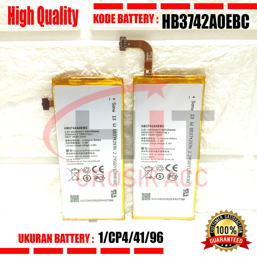 Baterai Battery Huawei HB3742A0EBC For Huawei Ascend P6 G6 G610 G620 G621 G630 G620S