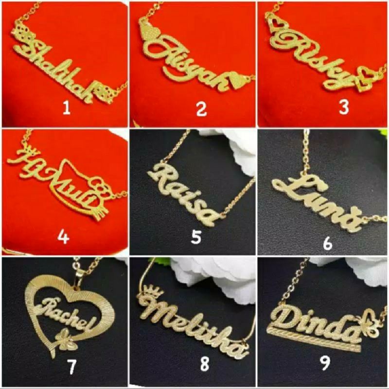 Kalung nama titanium anti karat kalung titanium kalung nama anak