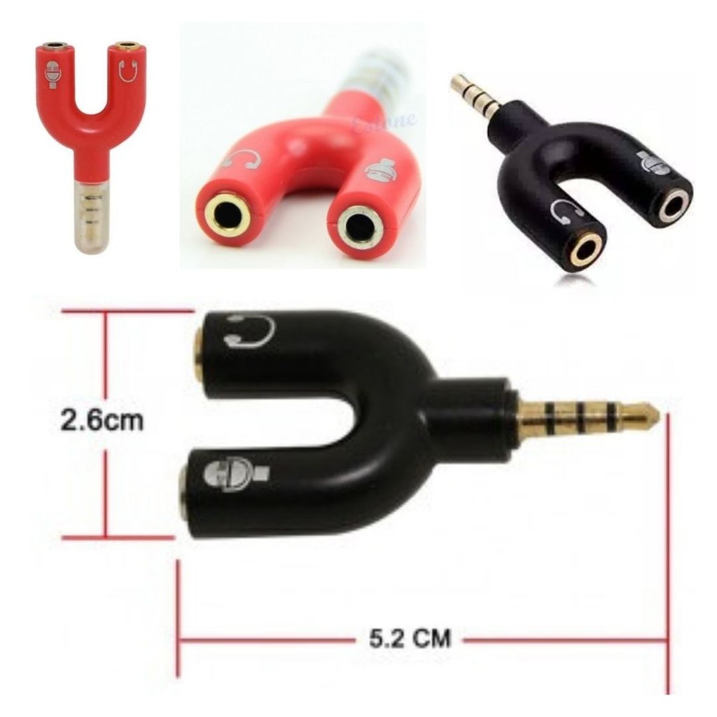 Kabel Spliter Adapter Jack Audio Headphone Mic U Shape 3.5mm K0650 111108