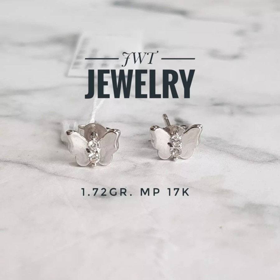 GIWANG ANTING TUSUK MODEL BERLIAN KUPU KUPU BUTTERFLY CANTIK