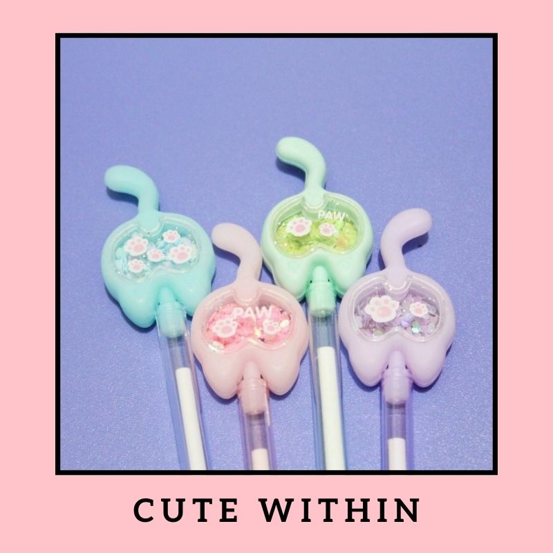 

PULPEN GEL EKOR KUCING GLITTER PEN CAT PAW LUCU