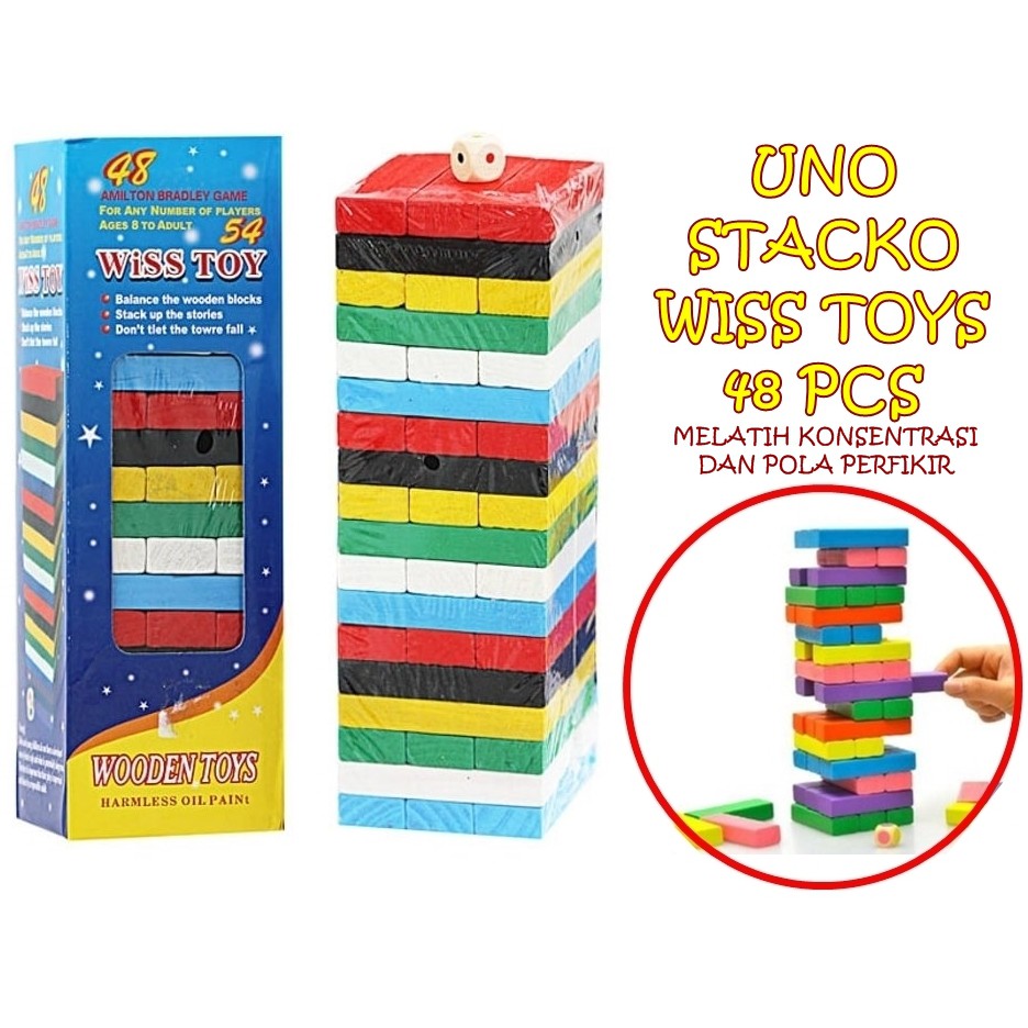 UNO STACKO WISS TOYS 48 PCS WOODEN TOYS MAINAN EDUKASI