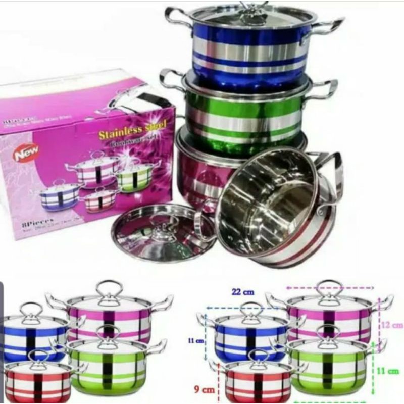 Set Panci, Set Panci Stainless, Set Panci Stainless Warna, Set Panci Stainless Murah