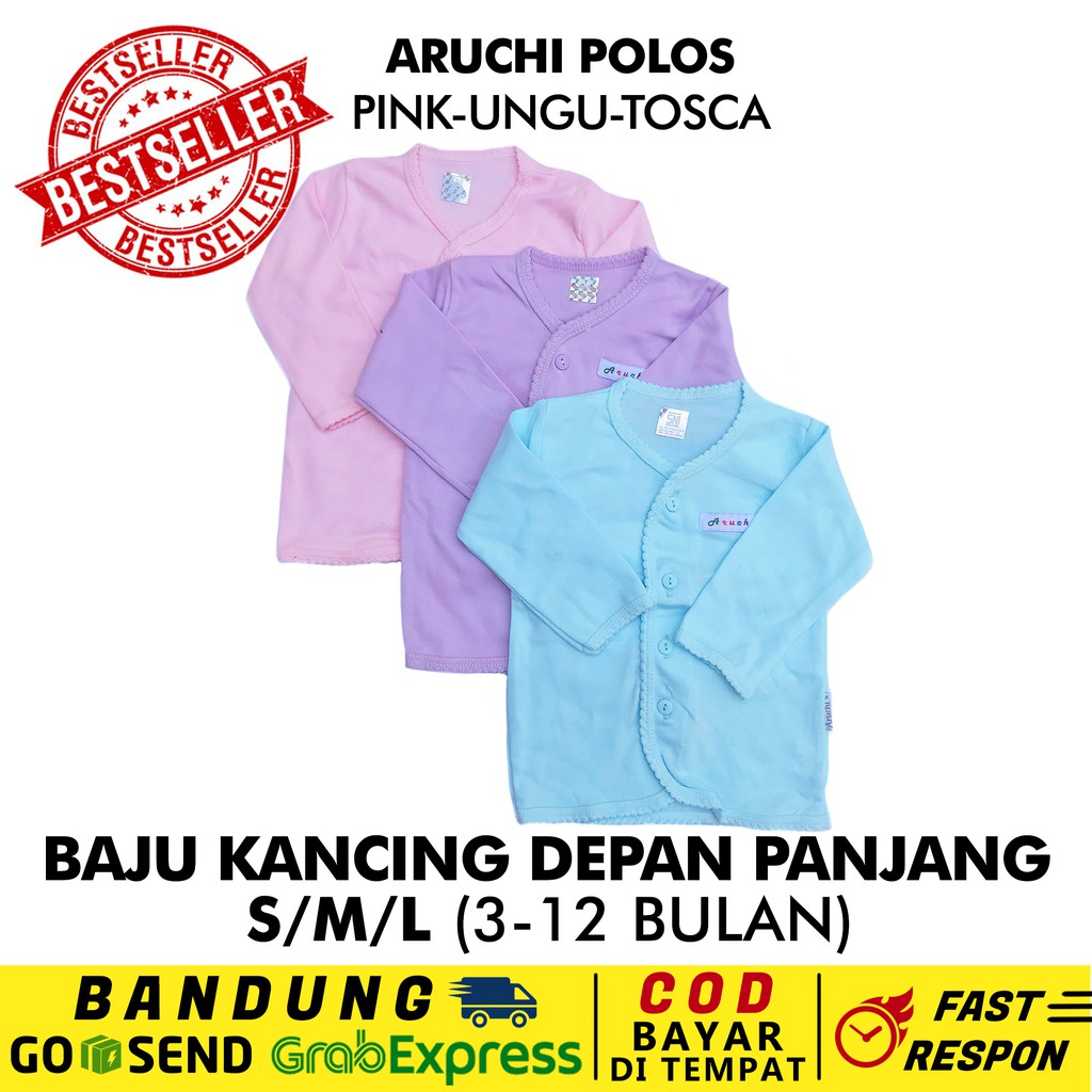 Baju panjang kancing depan polos by Aruchi Baby