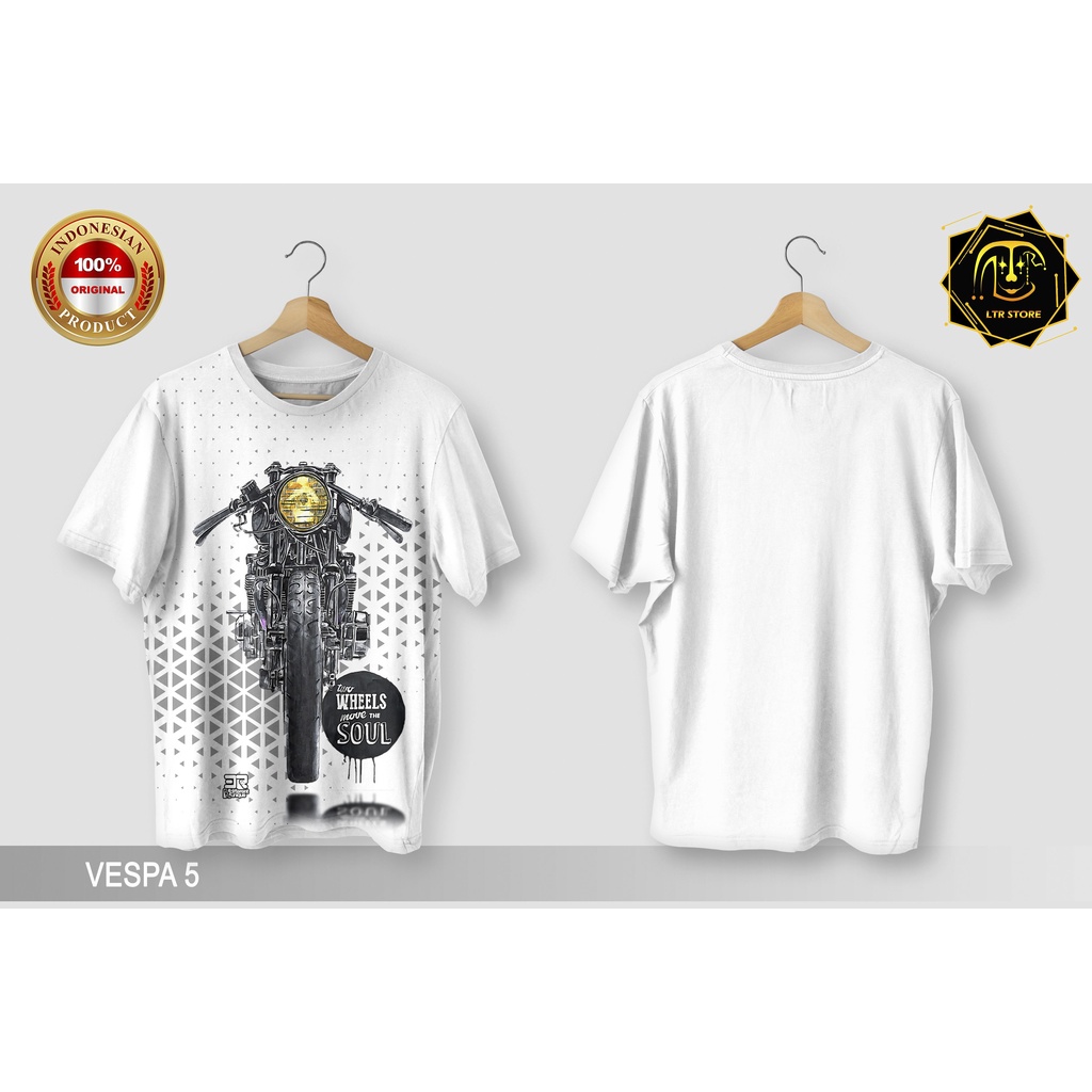 [ BAYAR DI TEMPAT ] BAJU PRINTING GAMBAR VESPA 5 - KAOS DISTRO ORIGINAL MOTIF MOTOR CALSSIC KLASIK V