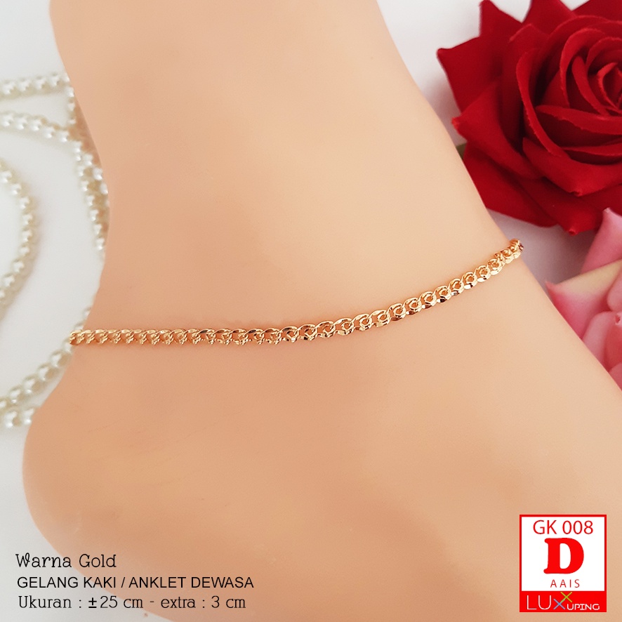 GK 004  Gelang Kaki Polos Biji Lada Perhiasan Lapis Emas Anklet Xuping Gold Luxx Xuping