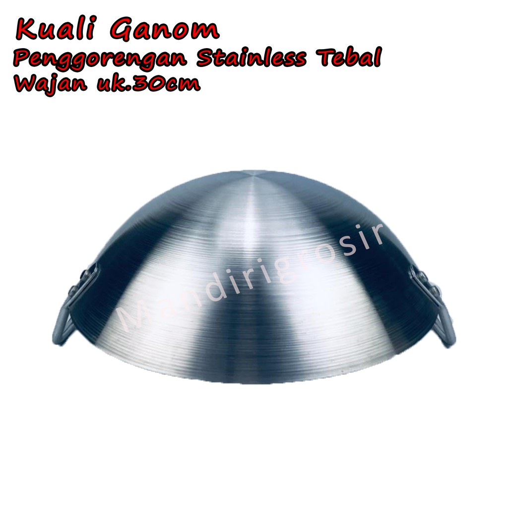 Wajan *Kuali Ganom * Penggorengan Stainless Tebal * 30cm