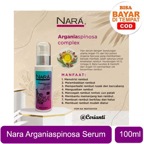 NARA PROFESSIONAL HAIR SERUM ARGANIA SPINOSA COMPLEX 100ML KUALITAS PREMIUM