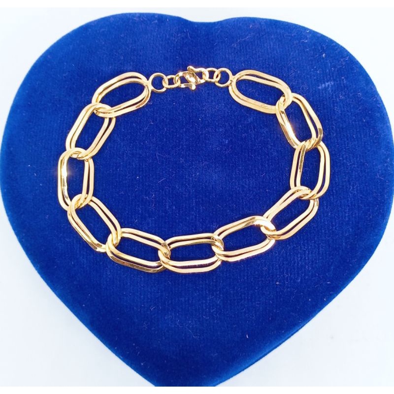 gelang tangan wanita perak asli lapis emas/gelang tangan rantai oval doble/gelang tangan asli silver 925 - perhiasan gelang tangan wanita perak 925 asli