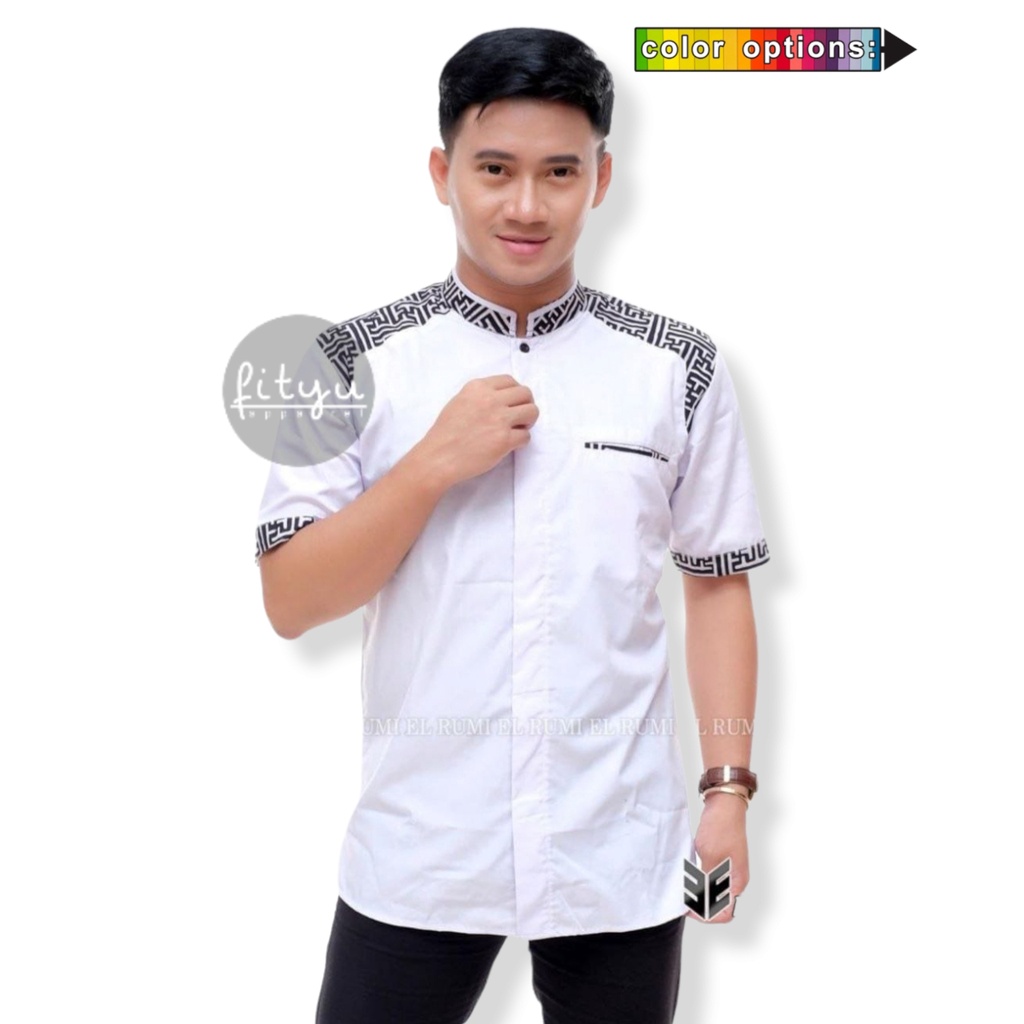 fityu Baju Koko Pria Koko Pendek Araseo Warna Putih Baju Koko Dewasa Baju Koko Lengan Pendek Pakaian