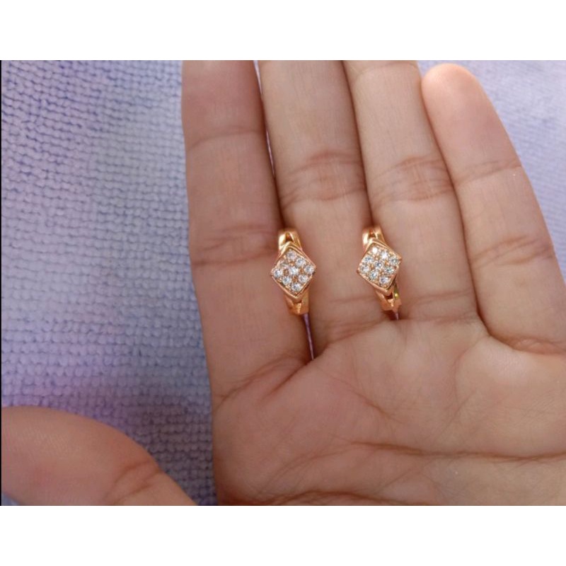 Anting wanita permata model wajik gold 18k