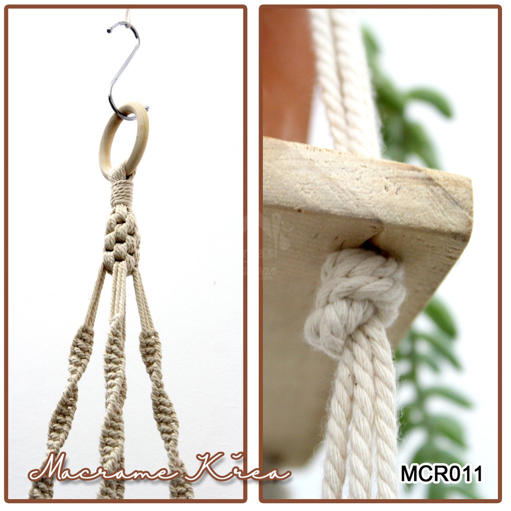 MACRAME GANTUNG 2 TINGKAT UNTUK POT TANAMAN MCR011