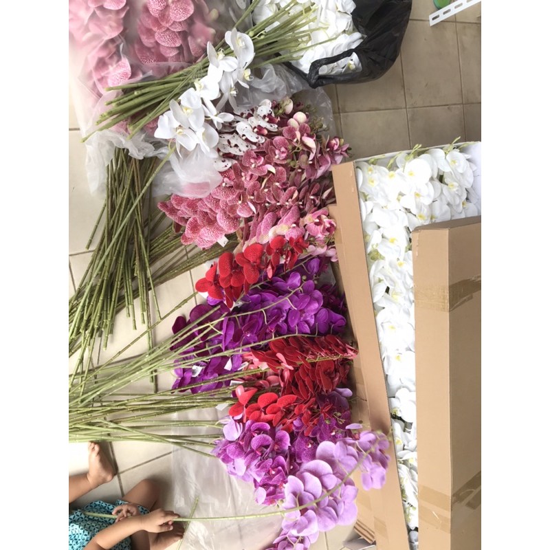 ANGGREK LATEX ORCHID X1 panjang 1 meter -  bunga plastik artificial home decor shabby chic-3