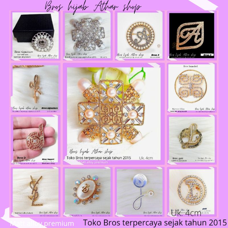 Bros B/bross signature branded /brooch button/Bros hijab buttonscarves Athar shop scarves murah-2