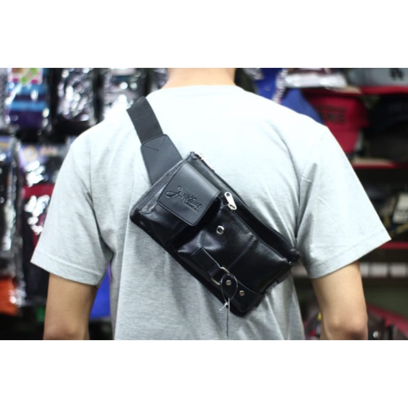 Tas Selempang Dada Pria Chest Bag Kulit Premium Anti Air