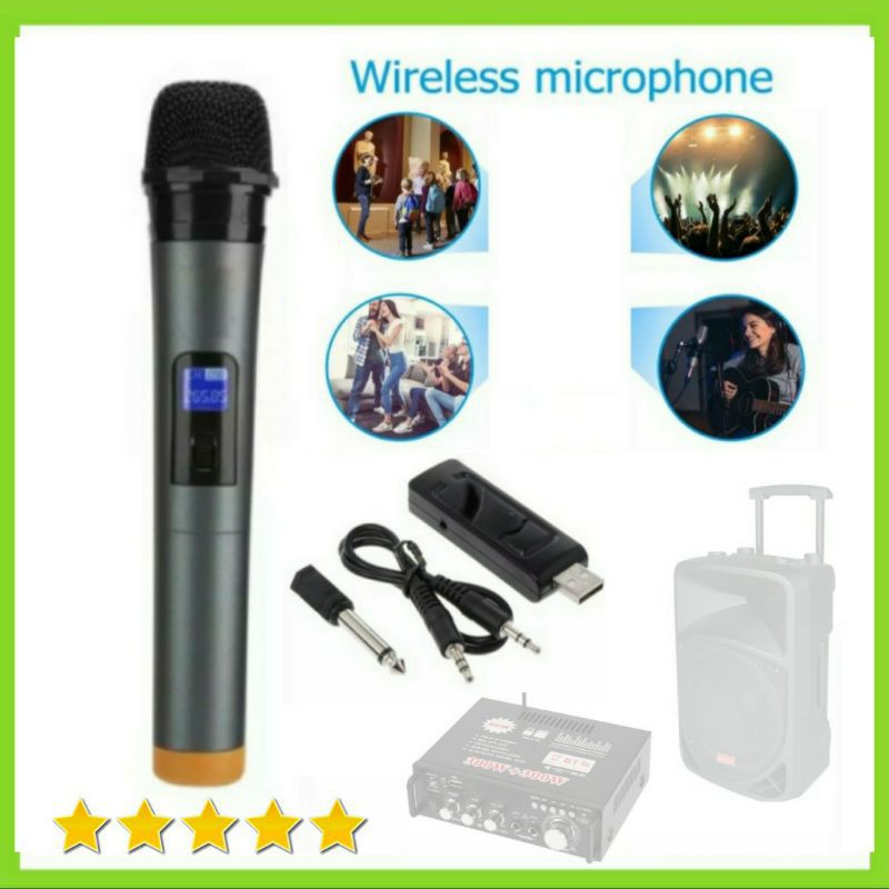 3R Microphone Wireless Mic Karaoke Connect Ampli Speaker Single Mic