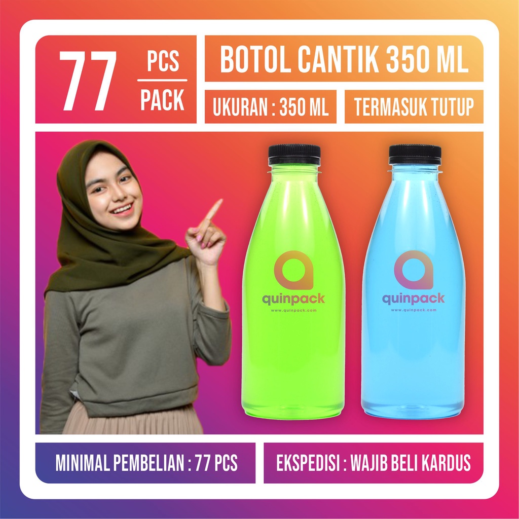 Botol Plastik Cantik 350 ML PET - Botol Valencia 350ML - Paling Tebal Murah - Almond Kale Pir 350ML