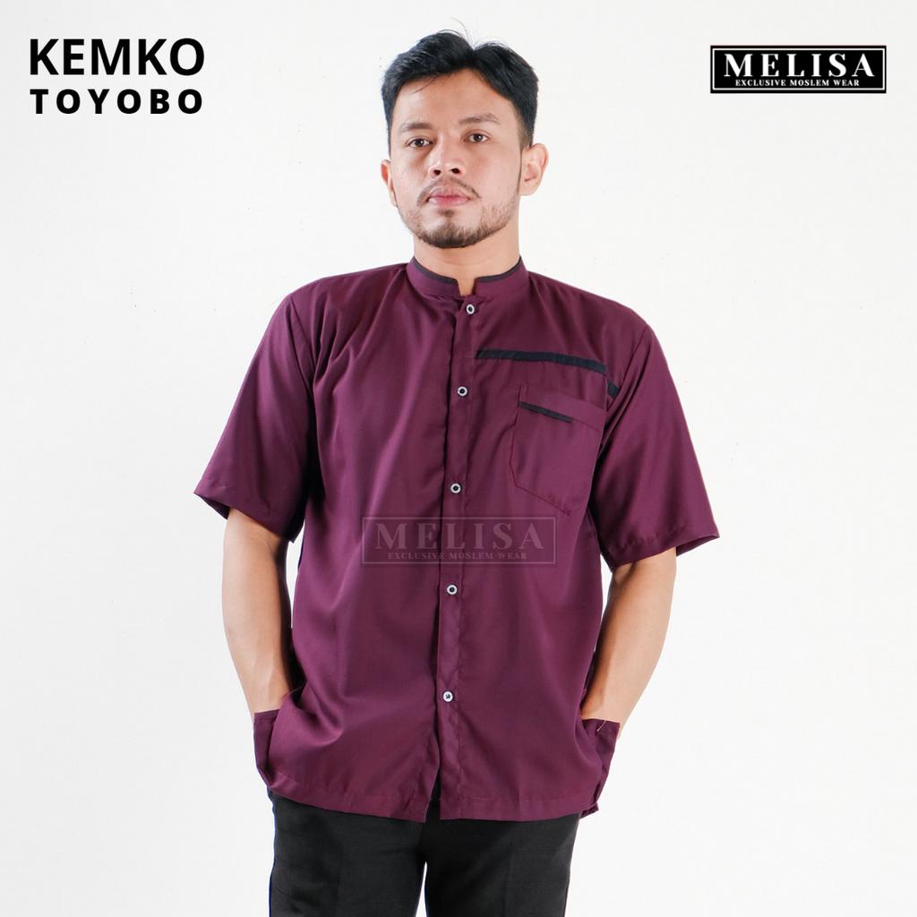 Baju Koko Pria Kemko Lengan Pendek Bahan Katun Toyobo Motip Simpel Dan Elegan Size M L XL Baju Muslim Polos Promo Baju Muslim Terbaru-Warna Magenta