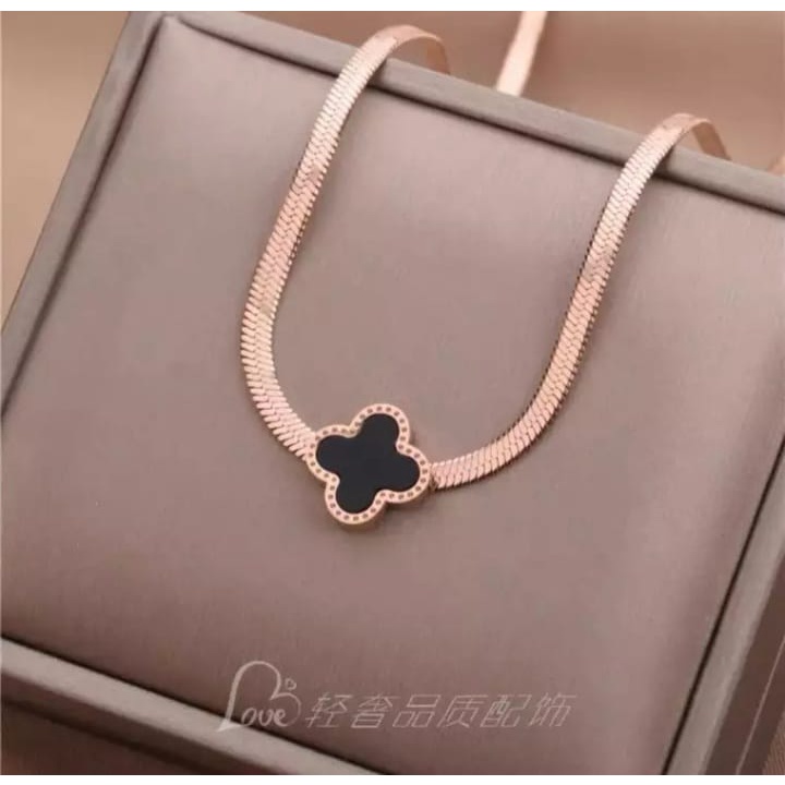 Bayar Ditempat ] Kalung Titanium Rose Gold Liontin Bola Pasir / Kalung Wanita / Kalung Titanium Asli Anti Karat Selamanya / COD / Kalung Korea / TERBARU