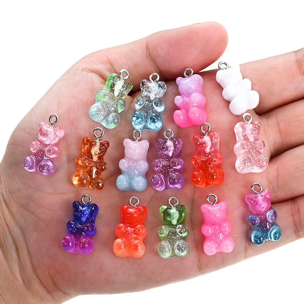 NEEDWAY Needway Temuan Perhiasan 10pcs Untuk Anting Kalung Membuat Resin 23*11mm Gummy Bear Pendant