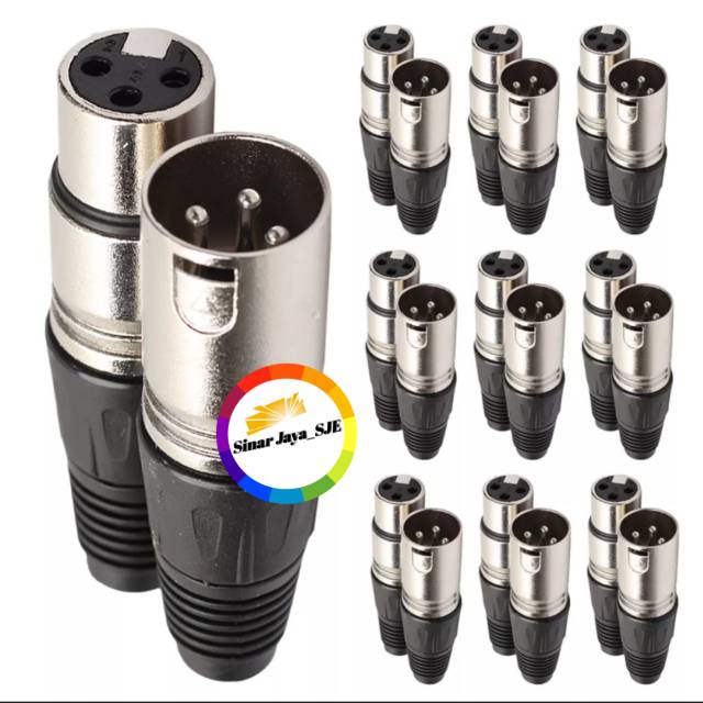 Sepasang jack Canon/XLR 3pin konektor