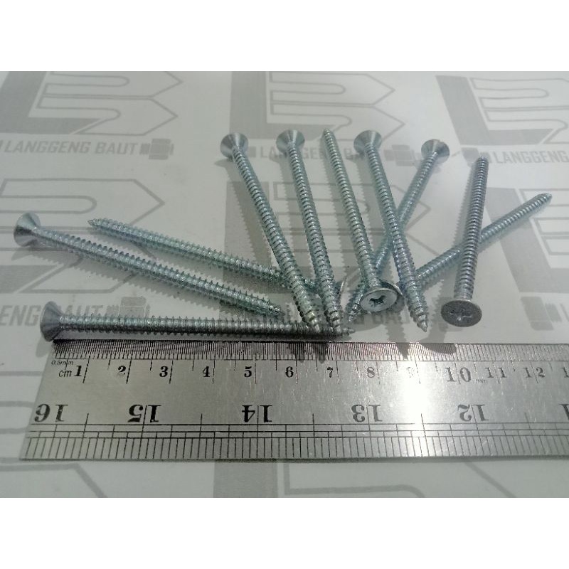 10 Pcs Tapping Screw FAB 10 x 3 / Sekrup Tapping Kepala Rata JF 10x3