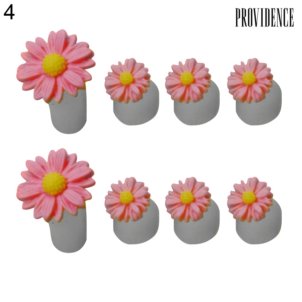 Providence 8pcs Pemisah Jari Kaki Bentuk Bunga / Hati / Bulat Bahan Silikon Untuk Nail Art