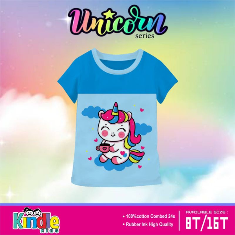 Kaos Anak Cewe Junior 7-14 Tahun Motif UNICORN kaos KINDLEKIDS KINDLEKIDZ