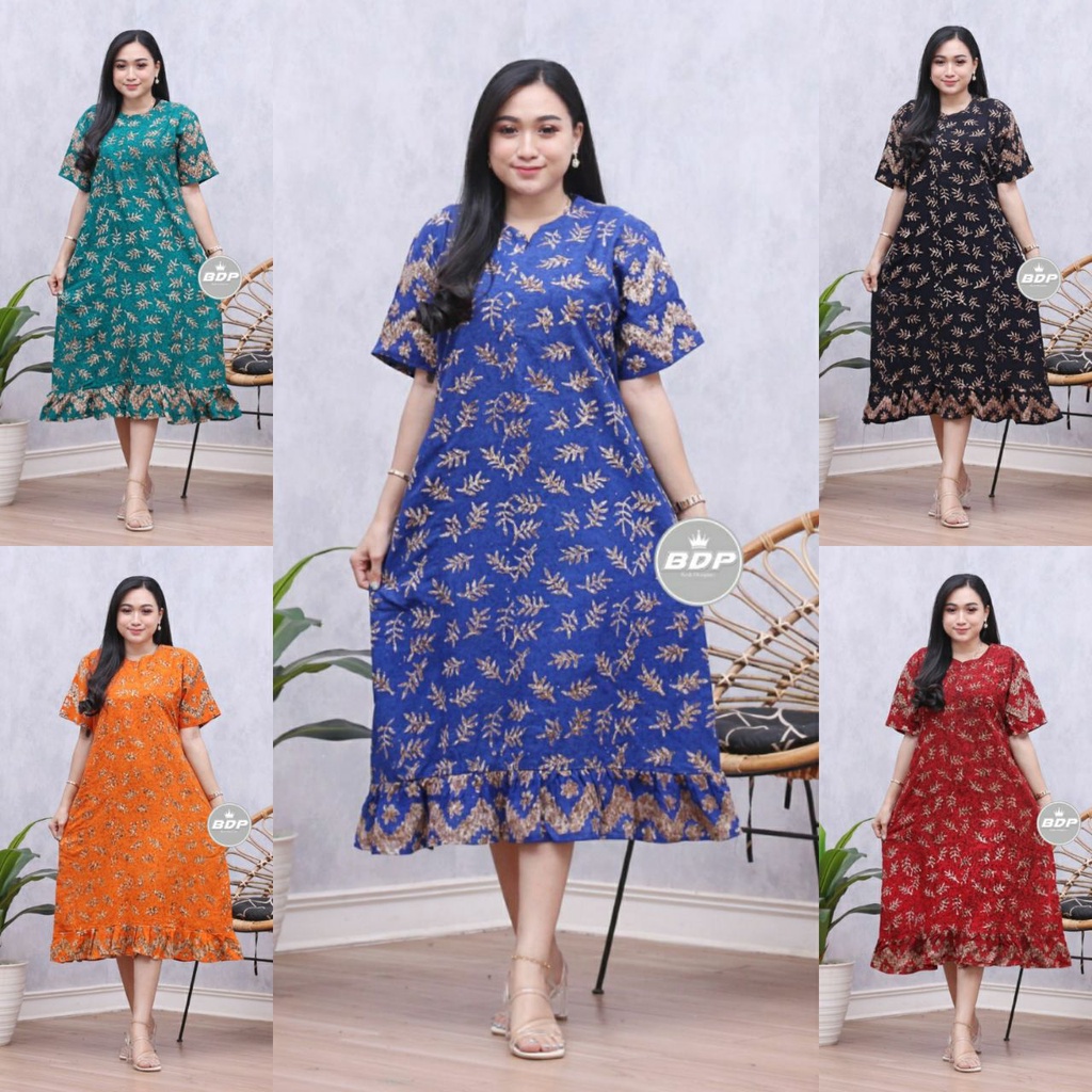 Terbaru | Daster Maura Batik Cap Rayon Premium Busui Resleting depan - Daster Wanita Lengan Pendek Kekinian - Baju Tidur Daster