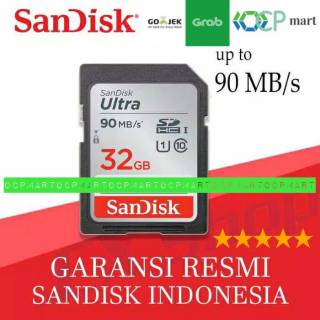 Memory SD SanDisk Ultra SDHC 90MB/s class 10 32GB SDHC GARANSI RESMI for Kamera Dlsr Slr Mirrorless