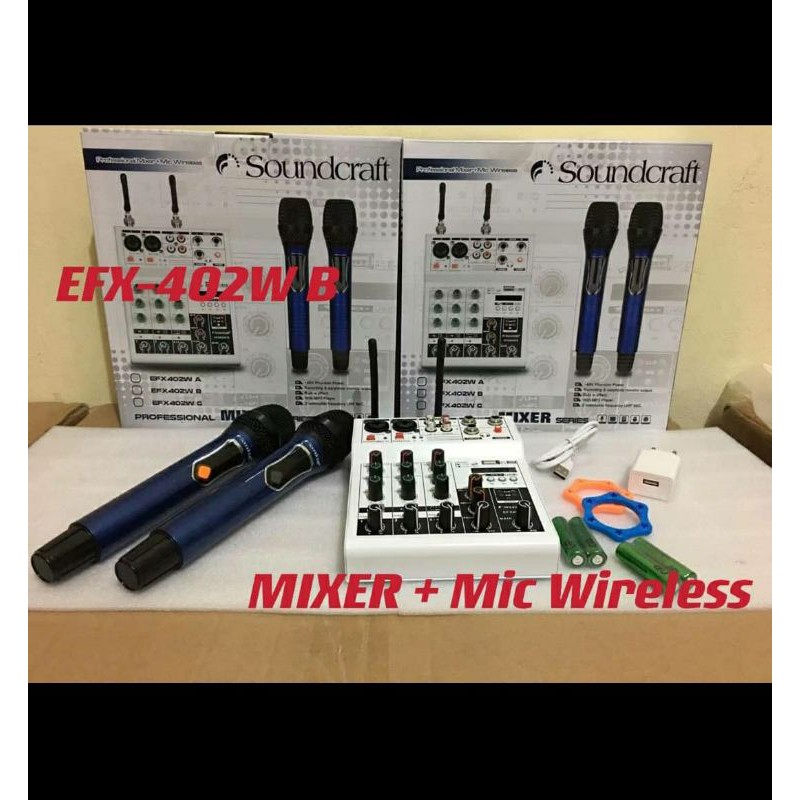 Mixer Audio SOUNFCRAFT EFX 402W 4CH + 2BH MICROPHONE WIRELESS USB-BLUETOOTH-RECORDING