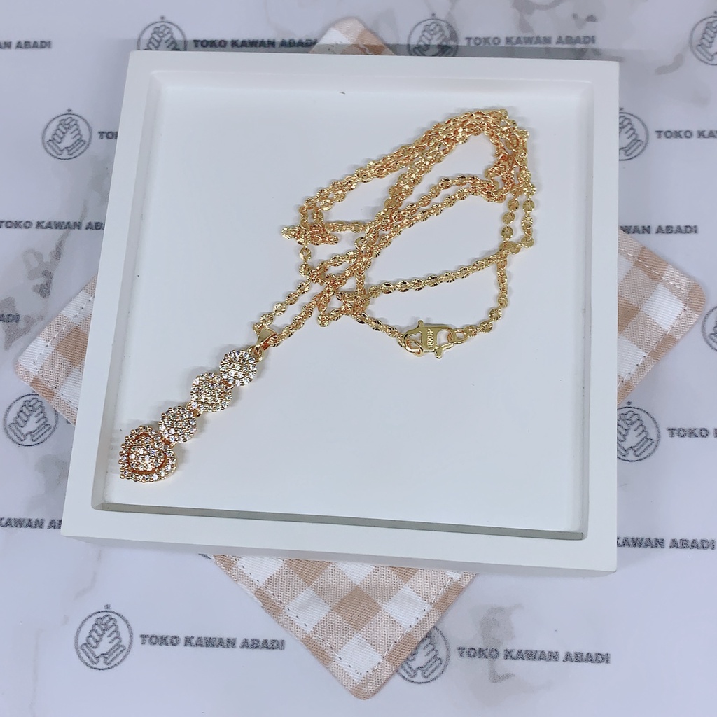 Xuping Gold Kalung Hijab 60cm Liontin Permata Mewah Anti Karat *48