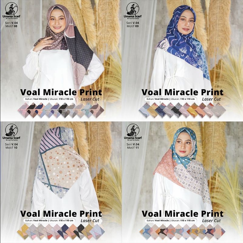 Voal Miracle Print/Jilbab Motif/Jilbab Motif Umama/Jilbab Umama/Jilbab Segi Empat/Hijab Motif
