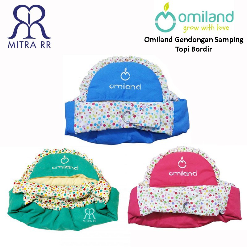 Omiland Gendongan Samping Bayi Topi Bordir Polkadot Newborn Gift OBG 2207 / Gendongan Samping Bayi Pink Biru Hijau